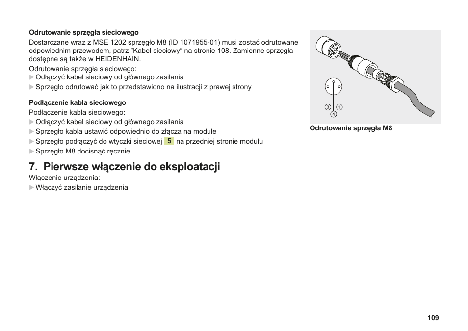 Pierwsze włączenie do eksploatacji | HEIDENHAIN MSE 1202 User Manual | Page 109 / 176