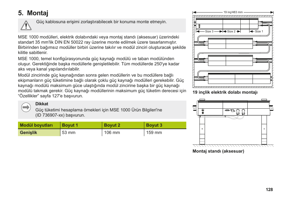 Montaj | HEIDENHAIN MSE 1202 User Manual | Page 128 / 176