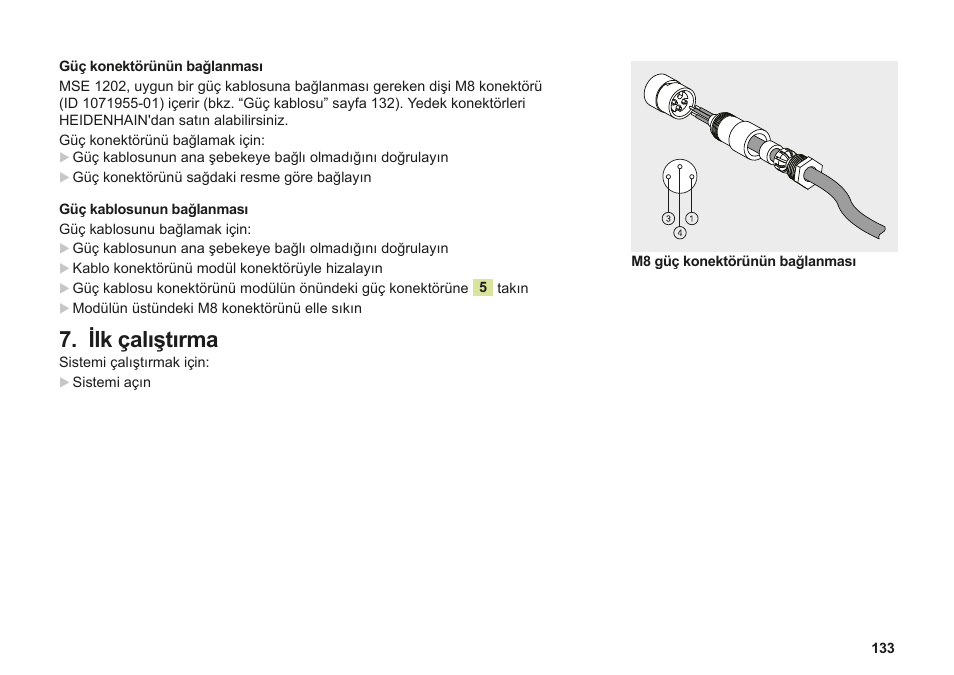 Ilk çalıştırma | HEIDENHAIN MSE 1202 User Manual | Page 133 / 176