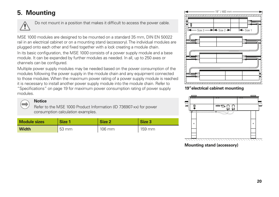 Mounting | HEIDENHAIN MSE 1202 User Manual | Page 20 / 176