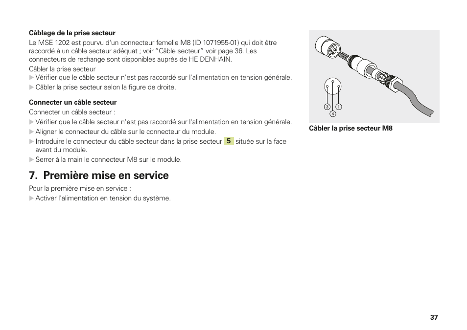 Première mise en service | HEIDENHAIN MSE 1202 User Manual | Page 37 / 176