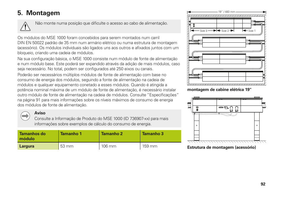 Montagem | HEIDENHAIN MSE 1202 User Manual | Page 92 / 176