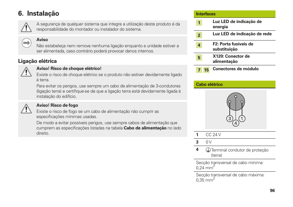 Instalação | HEIDENHAIN MSE 1202 User Manual | Page 96 / 176