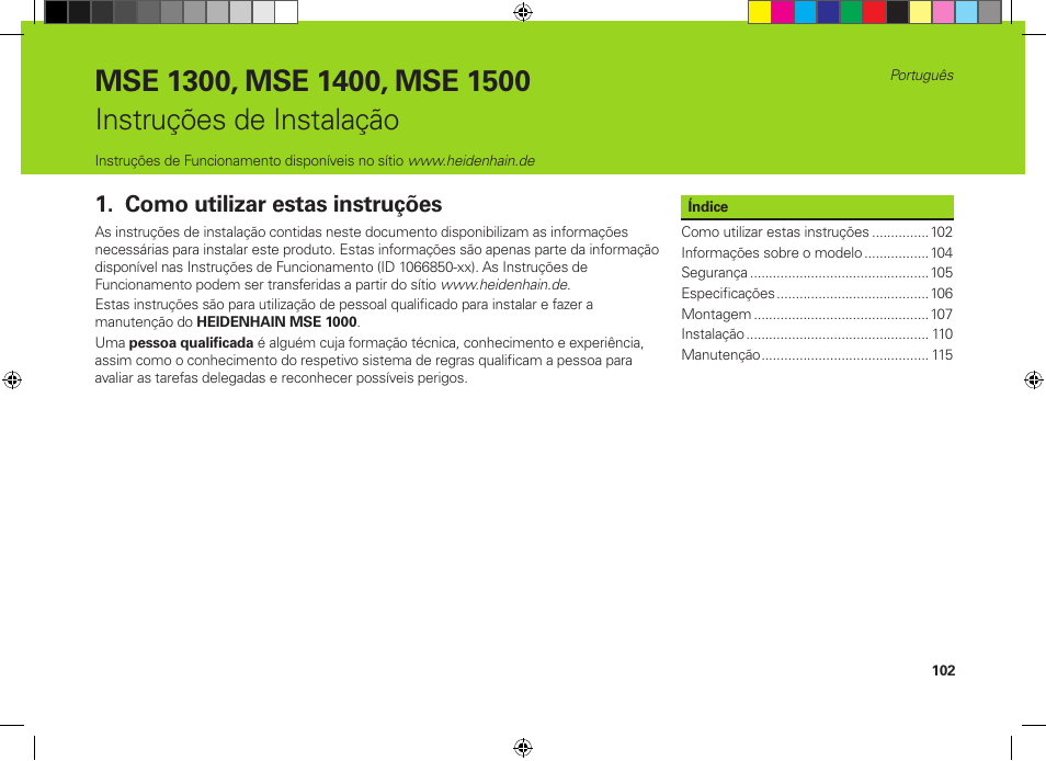 Como utilizar estas instruções | HEIDENHAIN MSE 1300 User Manual | Page 102 / 206