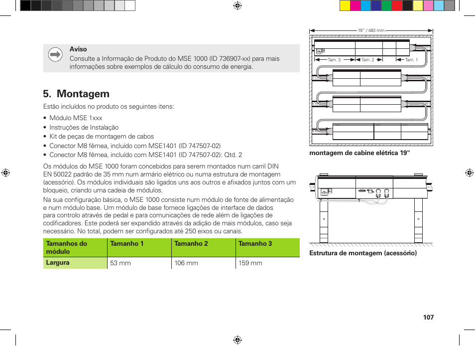 Montagem | HEIDENHAIN MSE 1300 User Manual | Page 107 / 206