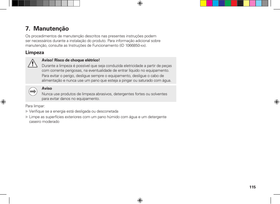 Manutenção | HEIDENHAIN MSE 1300 User Manual | Page 115 / 206