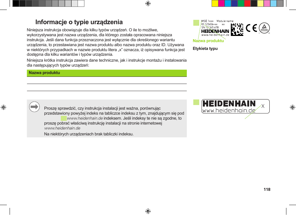 Informacje o typie urządzenia | HEIDENHAIN MSE 1300 User Manual | Page 118 / 206