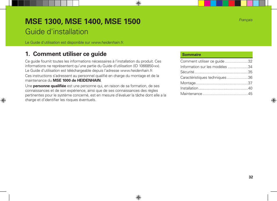 Comment utiliser ce guide | HEIDENHAIN MSE 1300 User Manual | Page 32 / 206