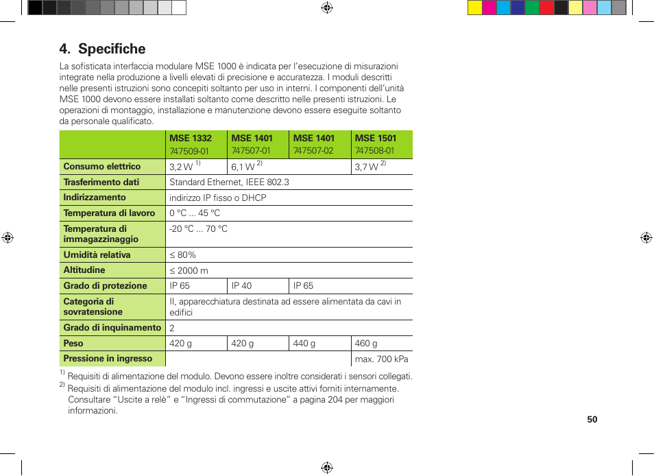 Specifiche | HEIDENHAIN MSE 1300 User Manual | Page 50 / 206
