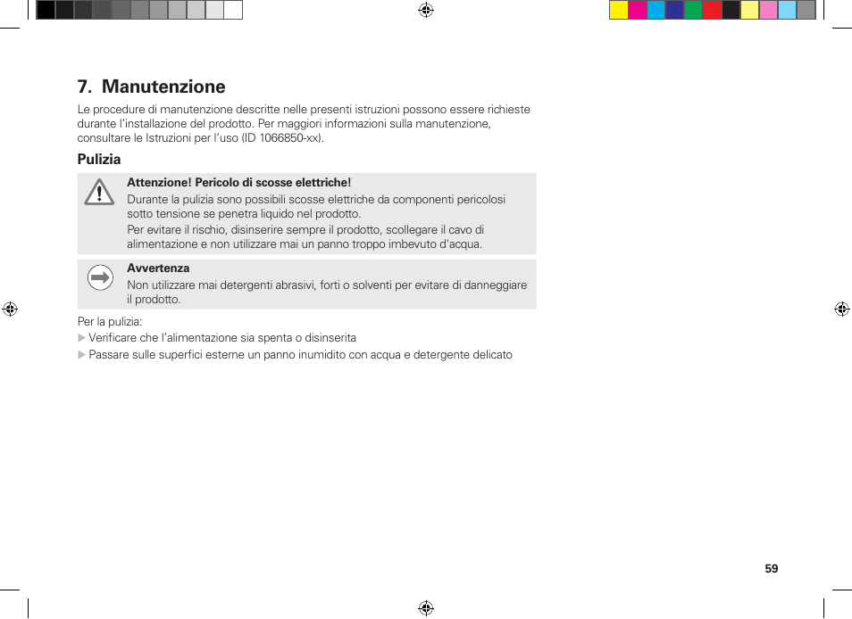 Manutenzione | HEIDENHAIN MSE 1300 User Manual | Page 59 / 206