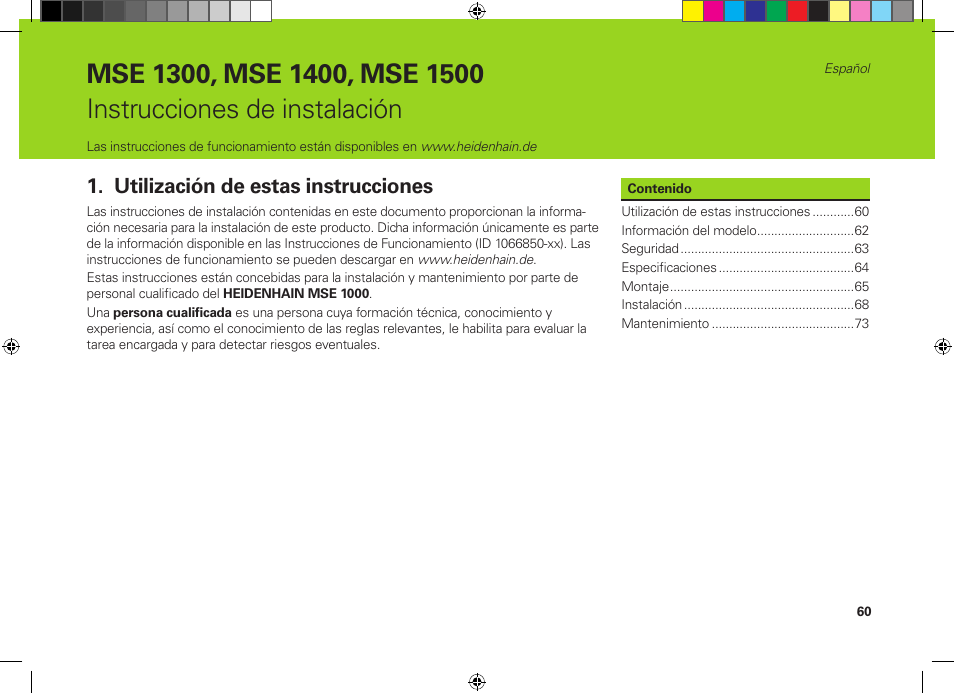 Utilización de estas instrucciones | HEIDENHAIN MSE 1300 User Manual | Page 60 / 206