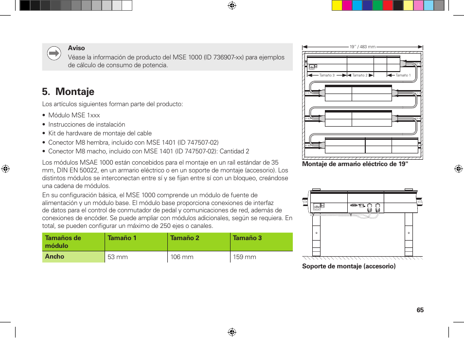 Montaje | HEIDENHAIN MSE 1300 User Manual | Page 65 / 206