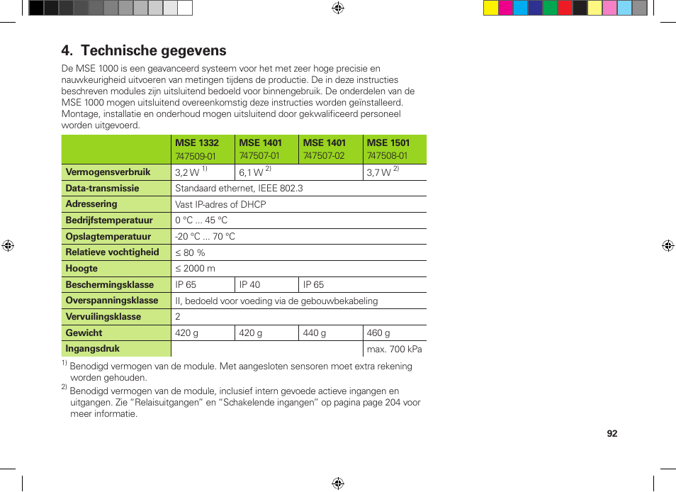 Technische gegevens | HEIDENHAIN MSE 1300 User Manual | Page 92 / 206