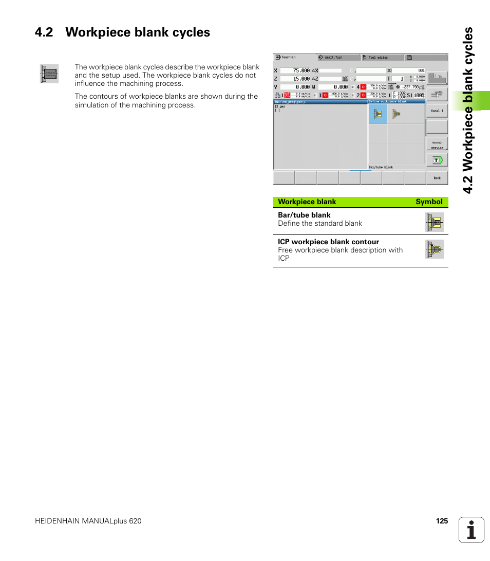 2 workpiece blank cycles | HEIDENHAIN SW 548328-05 User Manual | Page 125 / 599