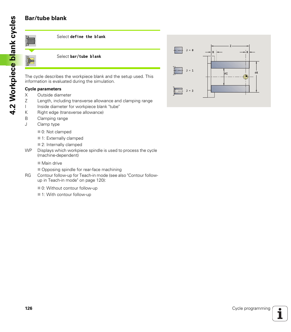 Bar/tube blank, 2 w o rk piece blank cy cles | HEIDENHAIN SW 548328-05 User Manual | Page 126 / 599