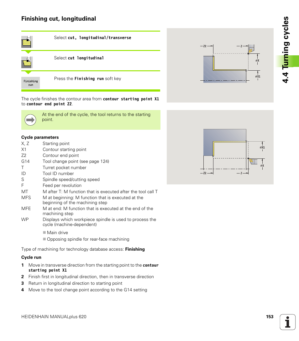 Finishing cut, longitudinal, 4 t u rn ing cy cles | HEIDENHAIN SW 548328-05 User Manual | Page 153 / 599