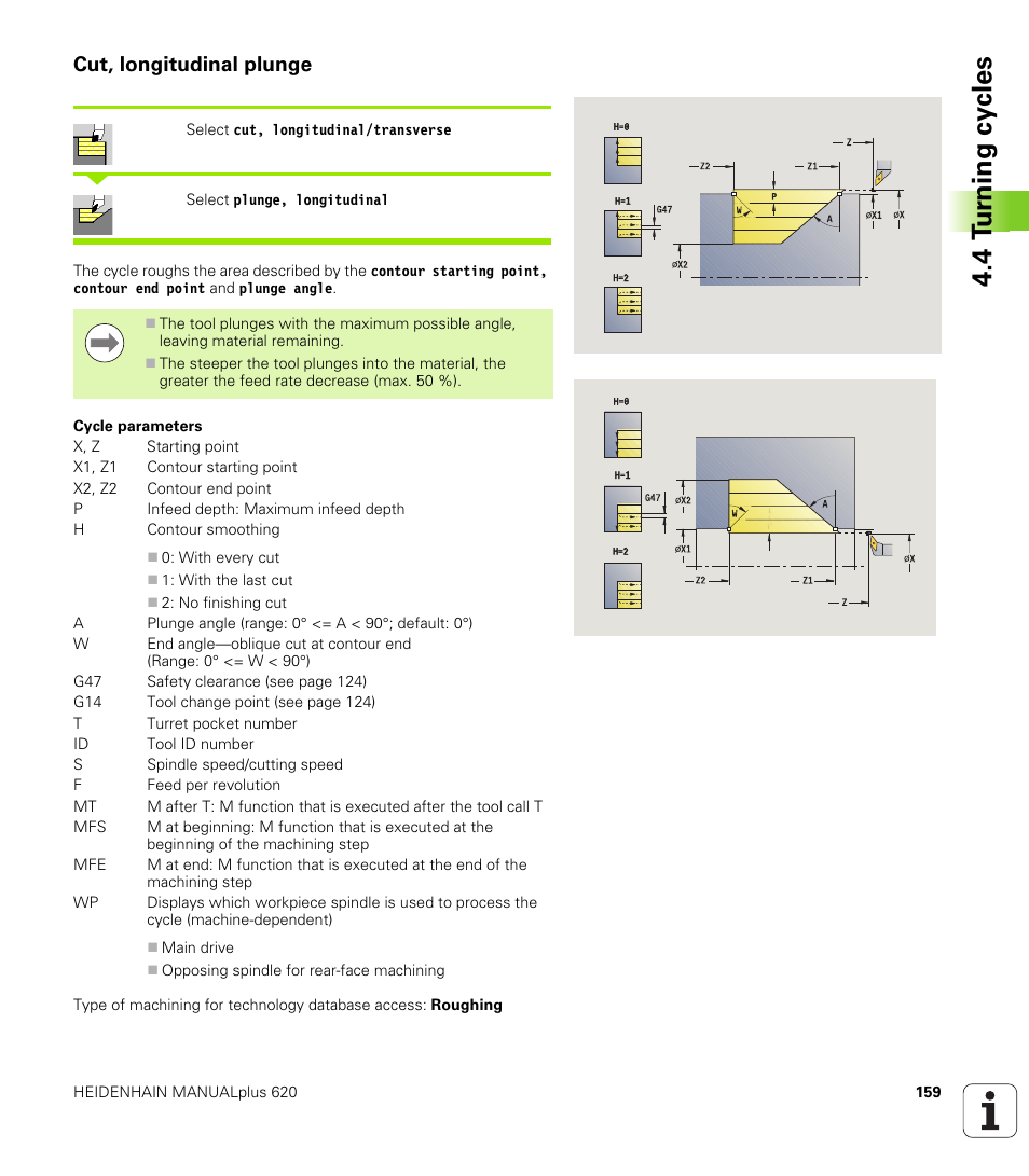 Cut, longitudinal plunge, 4 t u rn ing cy cles | HEIDENHAIN SW 548328-05 User Manual | Page 159 / 599