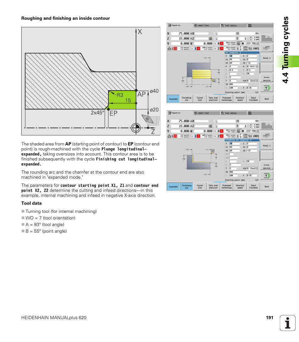 4 t u rn ing cy cles | HEIDENHAIN SW 548328-05 User Manual | Page 191 / 599