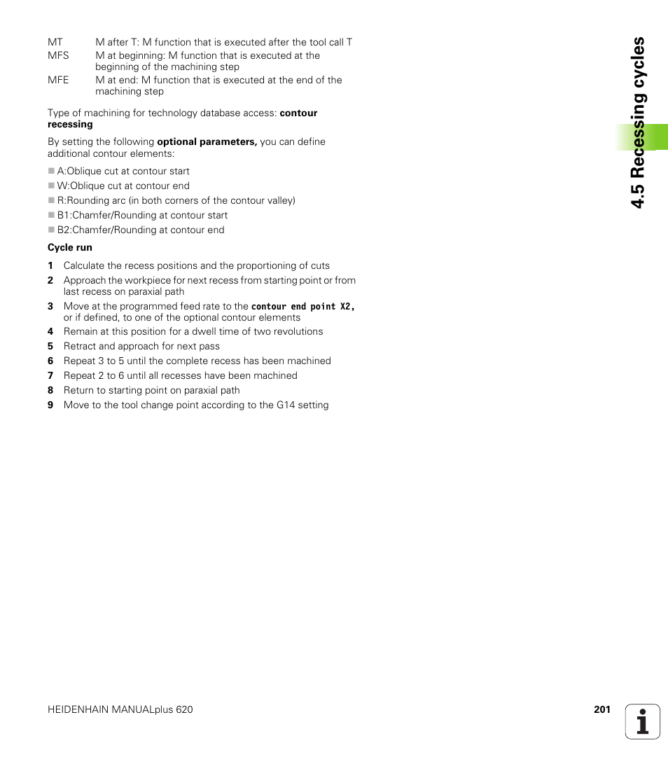 5 recessing cy cles | HEIDENHAIN SW 548328-05 User Manual | Page 201 / 599