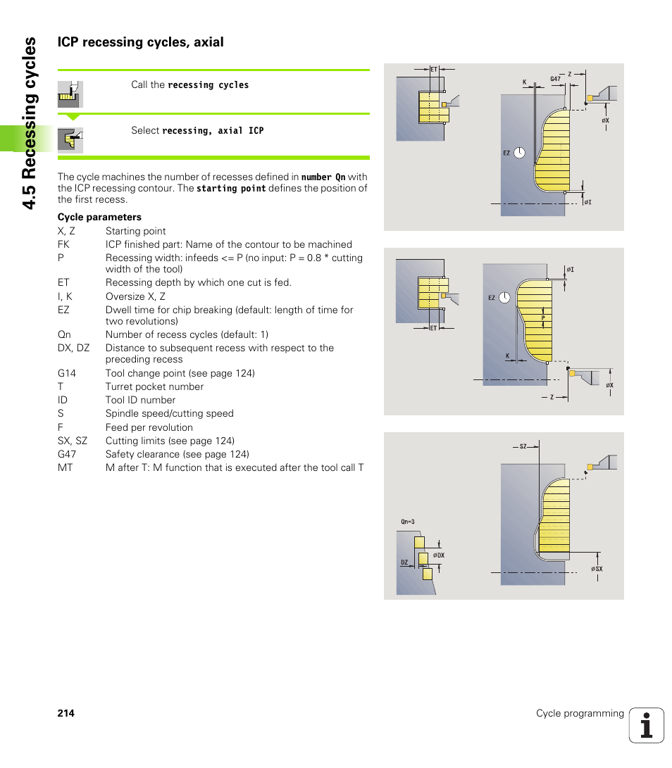 Icp recessing cycles, axial, 5 recessing cy cles | HEIDENHAIN SW 548328-05 User Manual | Page 214 / 599