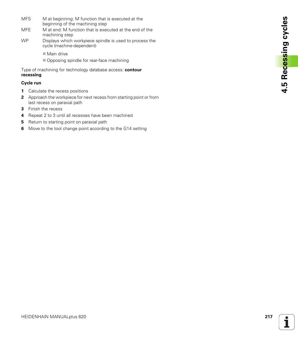 5 recessing cy cles | HEIDENHAIN SW 548328-05 User Manual | Page 217 / 599