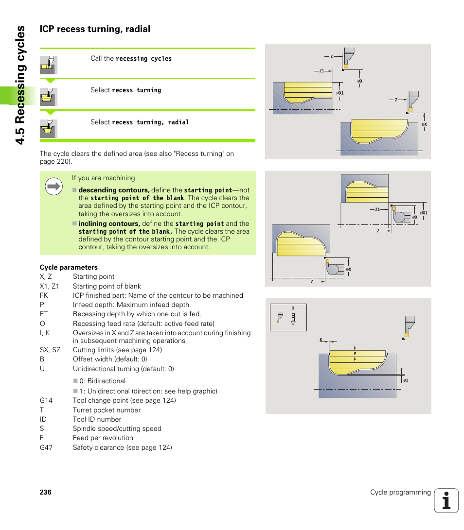 Icp recess turning, radial, 5 recessing cy cles | HEIDENHAIN SW 548328-05 User Manual | Page 236 / 599