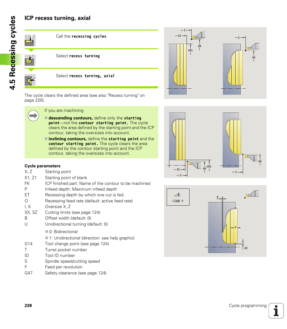 Icp recess turning, axial, 5 recessing cy cles | HEIDENHAIN SW 548328-05 User Manual | Page 238 / 599