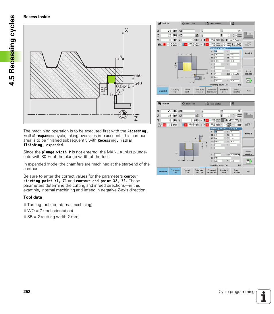 5 recessing cy cles | HEIDENHAIN SW 548328-05 User Manual | Page 252 / 599