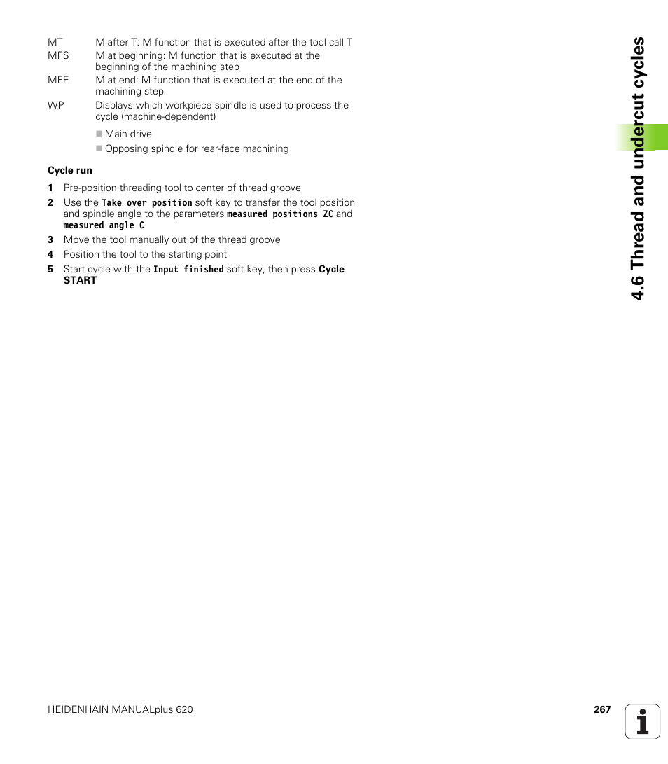 6 thr ead and under c ut cy cles | HEIDENHAIN SW 548328-05 User Manual | Page 267 / 599