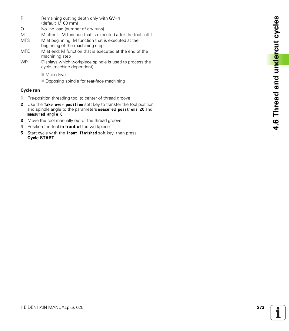 6 thr ead and under c ut cy cles | HEIDENHAIN SW 548328-05 User Manual | Page 273 / 599