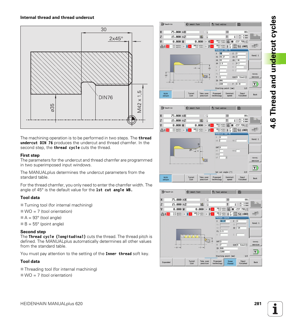 6 thr ead and under c ut cy cles | HEIDENHAIN SW 548328-05 User Manual | Page 281 / 599