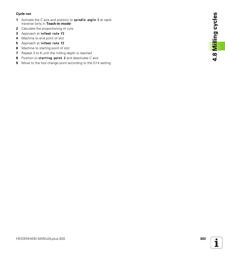 8 milling cy cles | HEIDENHAIN SW 548328-05 User Manual | Page 303 / 599