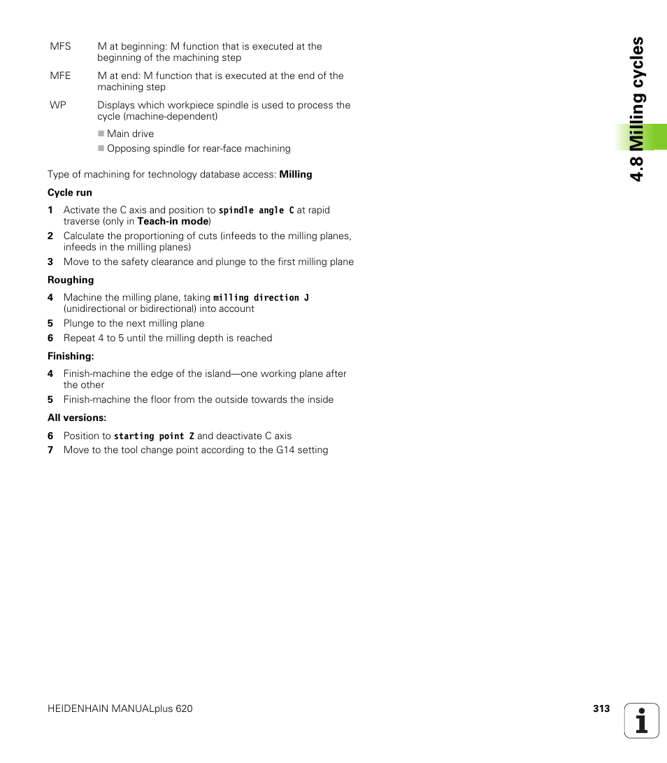 8 milling cy cles | HEIDENHAIN SW 548328-05 User Manual | Page 313 / 599