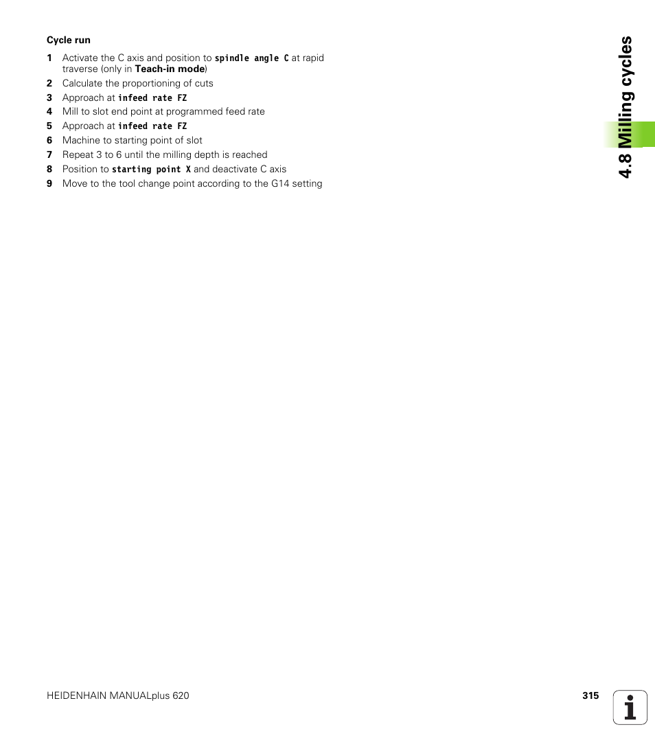 8 milling cy cles | HEIDENHAIN SW 548328-05 User Manual | Page 315 / 599