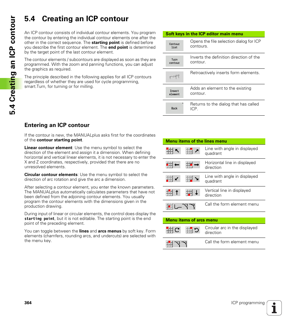 4 creating an icp contour, Entering an icp contour | HEIDENHAIN SW 548328-05 User Manual | Page 364 / 599