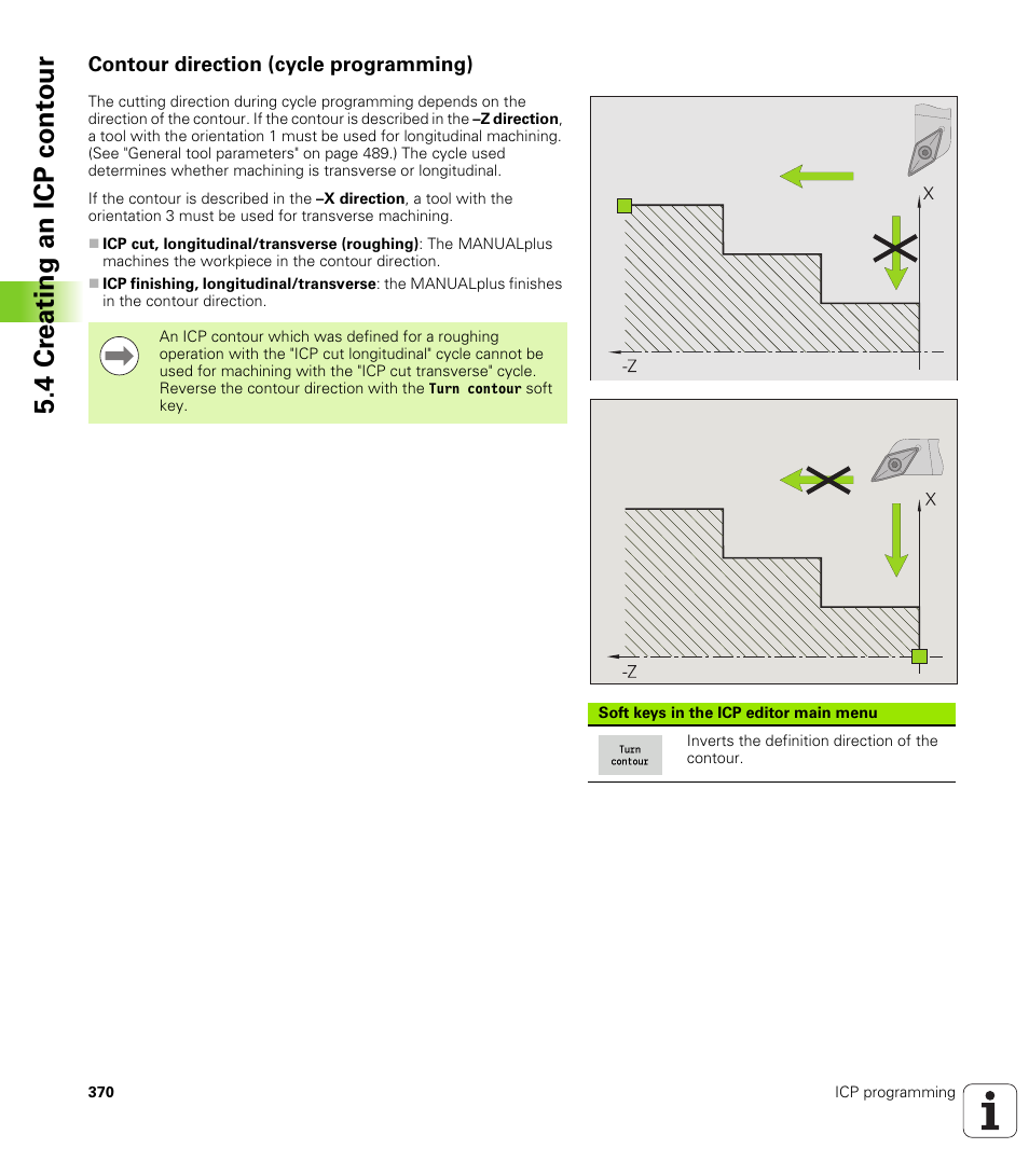 Contour direction (cycle programming), 4 cr eating an icp cont our | HEIDENHAIN SW 548328-05 User Manual | Page 370 / 599