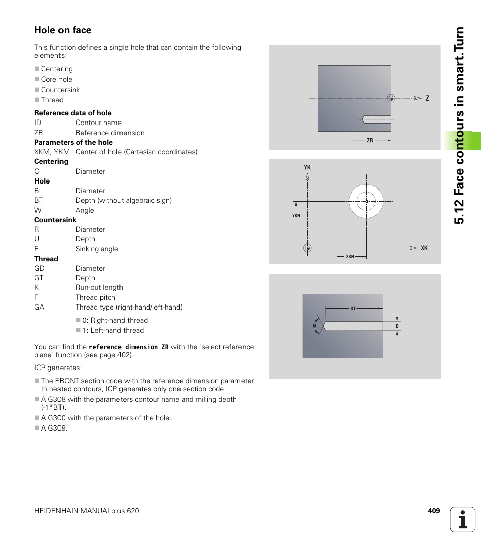 Hole on face, 12 f a ce cont ours in smar t.t u rn | HEIDENHAIN SW 548328-05 User Manual | Page 409 / 599