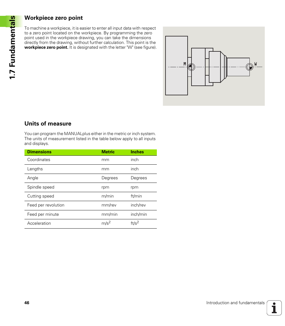 Workpiece zero point, Units of measure, 7 f undamentals | HEIDENHAIN SW 548328-05 User Manual | Page 46 / 599