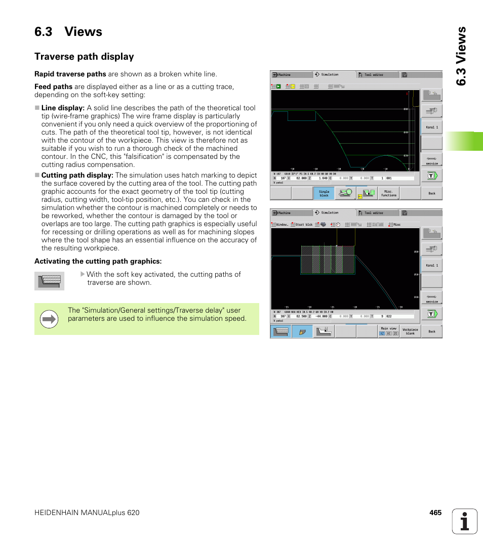 3 views, Traverse path display, 3 v iews 6.3 views | HEIDENHAIN SW 548328-05 User Manual | Page 465 / 599