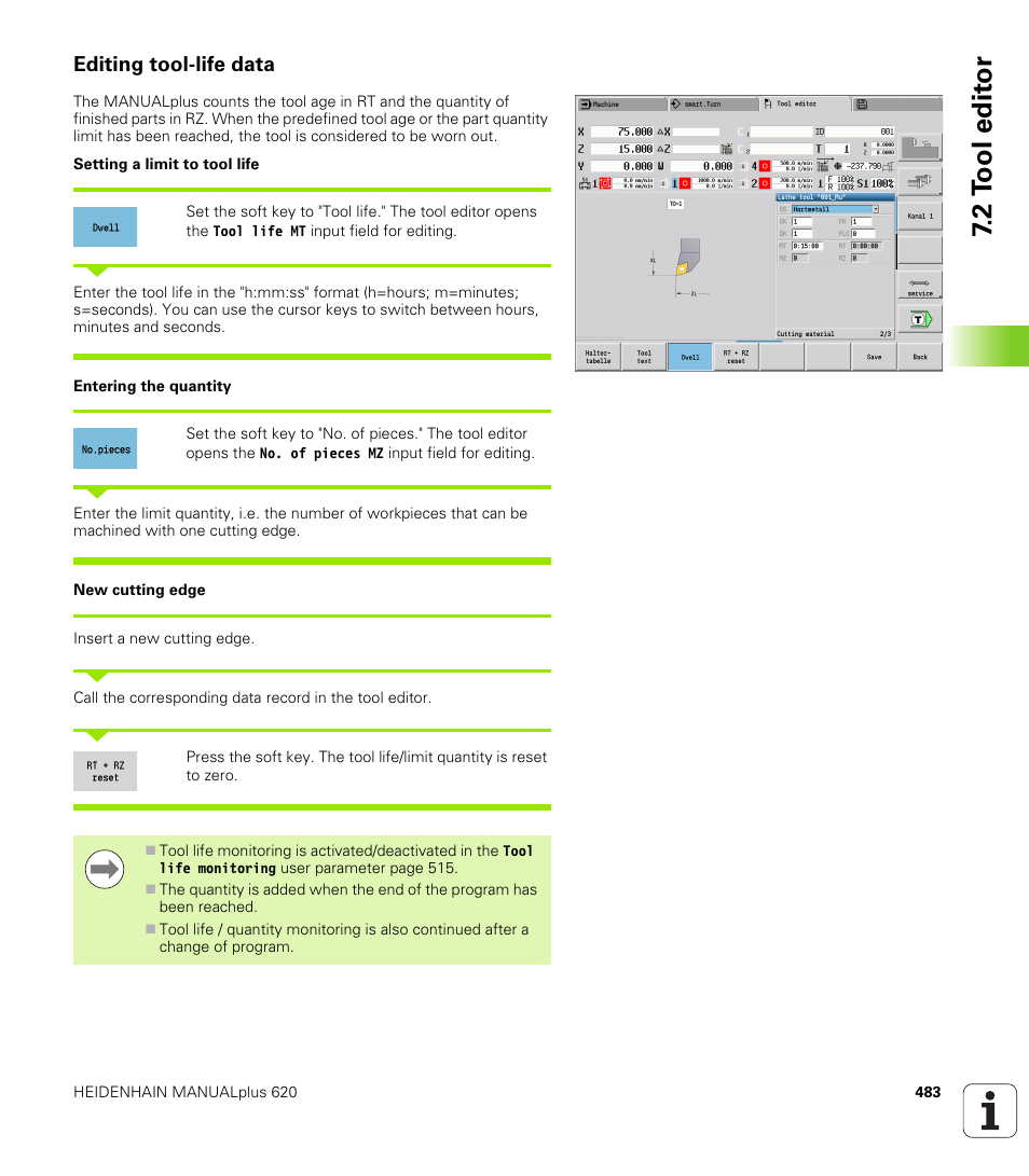 Editing tool-life data, 2 t ool edit or | HEIDENHAIN SW 548328-05 User Manual | Page 483 / 599