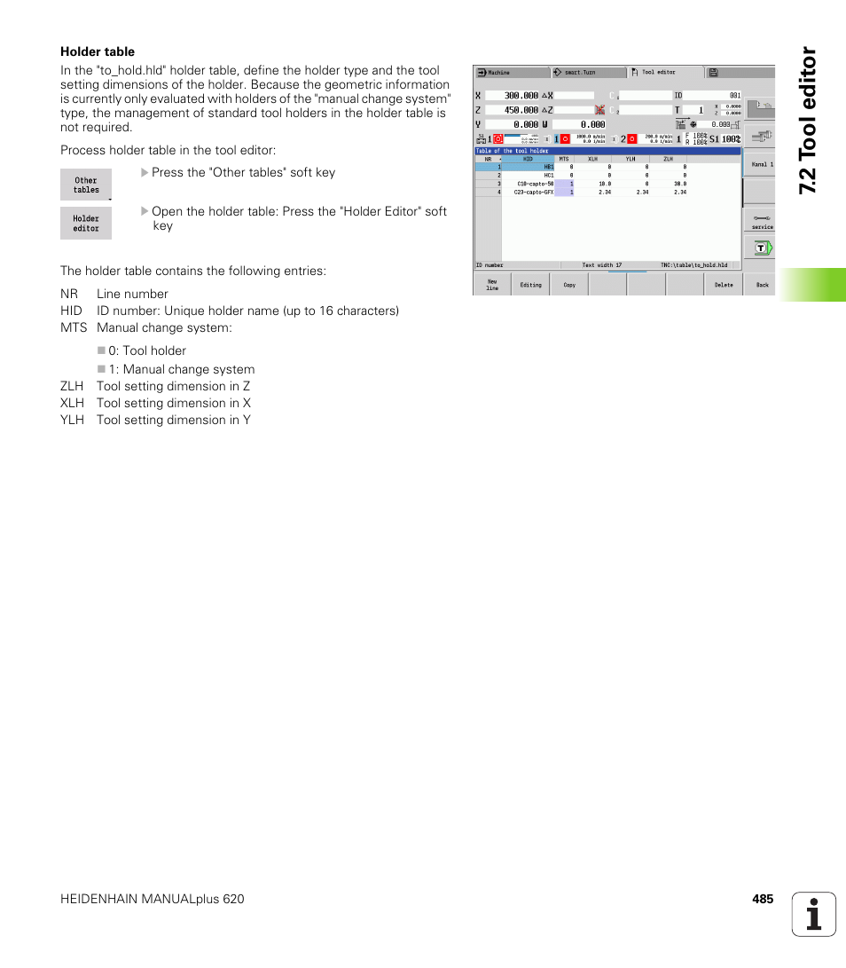 2 t ool edit or | HEIDENHAIN SW 548328-05 User Manual | Page 485 / 599