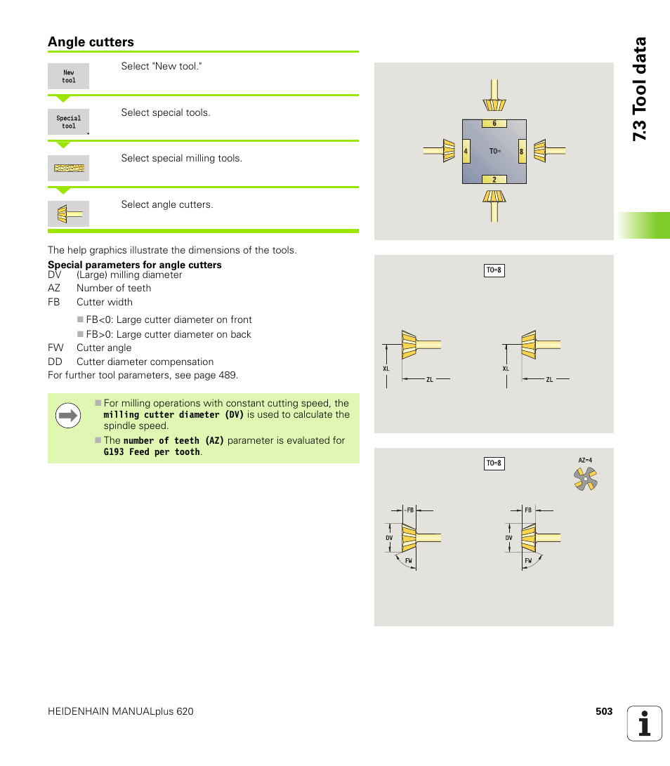 Angle cutters, 3 t ool data | HEIDENHAIN SW 548328-05 User Manual | Page 503 / 599