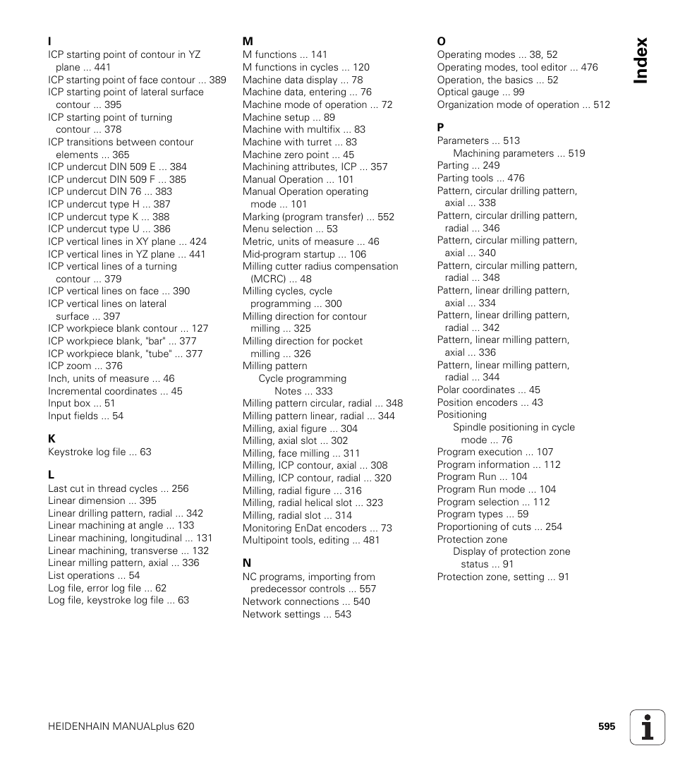 Index | HEIDENHAIN SW 548328-05 User Manual | Page 595 / 599