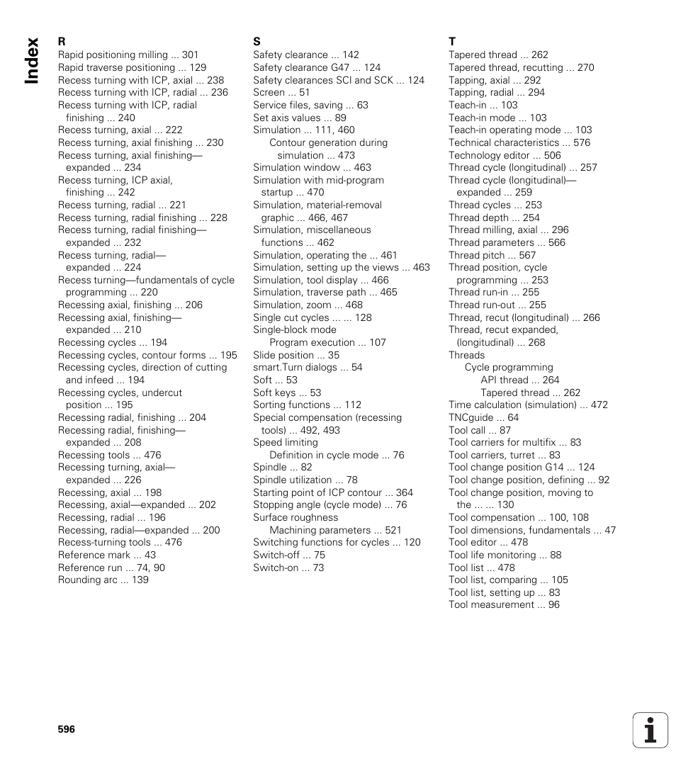 Index | HEIDENHAIN SW 548328-05 User Manual | Page 596 / 599