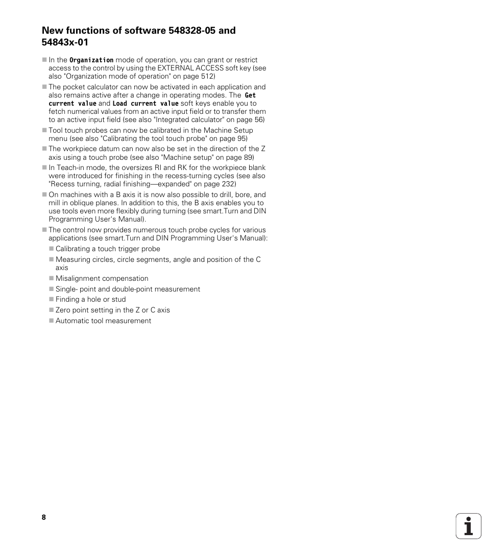 New functions of software 548328-05 and 54843x-01 | HEIDENHAIN SW 548328-05 User Manual | Page 8 / 599