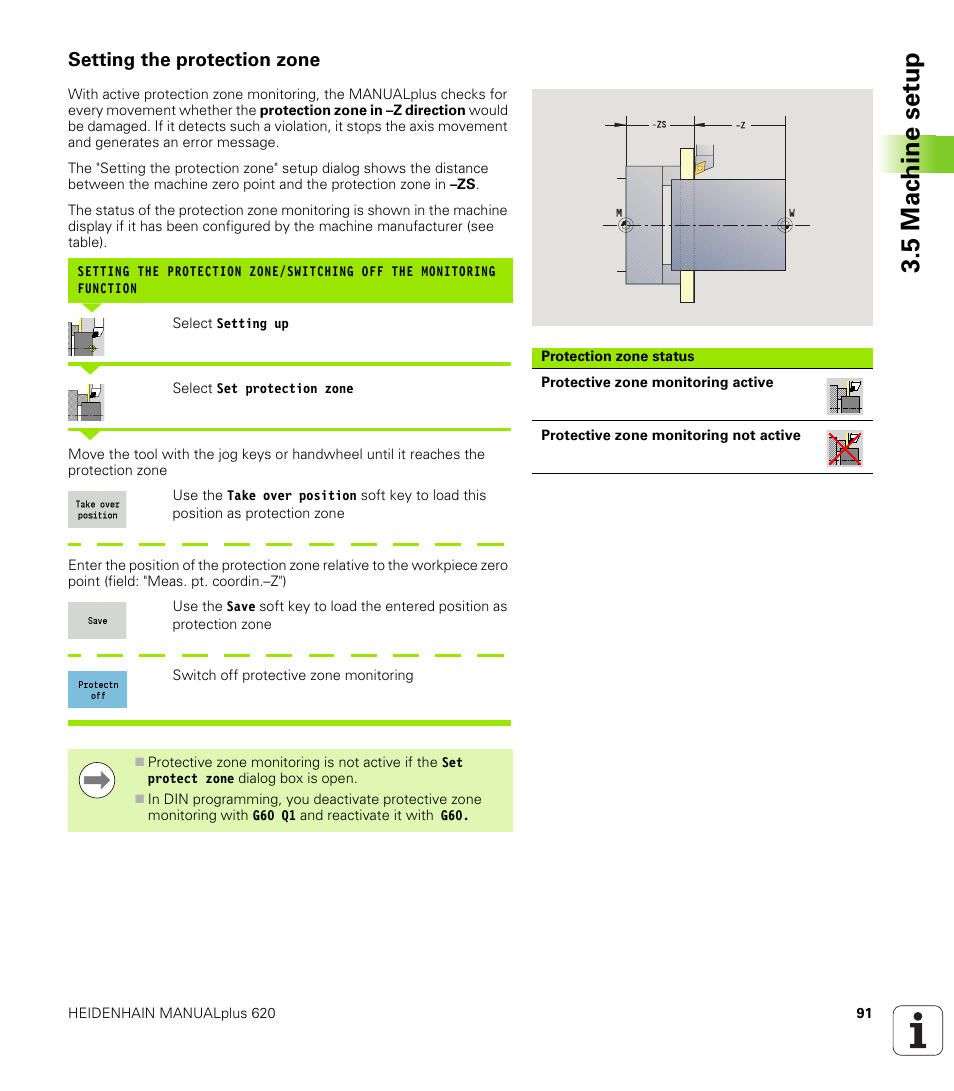 Setting the protection zone, 5 mac h ine set u p | HEIDENHAIN SW 548328-05 User Manual | Page 91 / 599