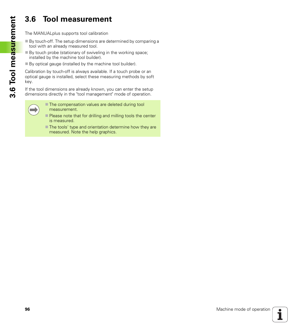 6 tool measurement, 6 t o ol measur ement 3.6 tool measurement | HEIDENHAIN SW 548328-05 User Manual | Page 96 / 599