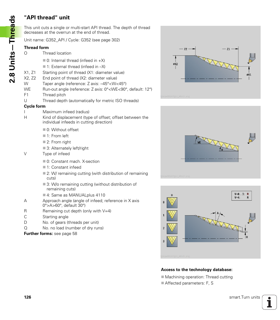 Api thread" unit, 8 units—thr eads | HEIDENHAIN SW 548328-05 DIN Programming User Manual | Page 126 / 598