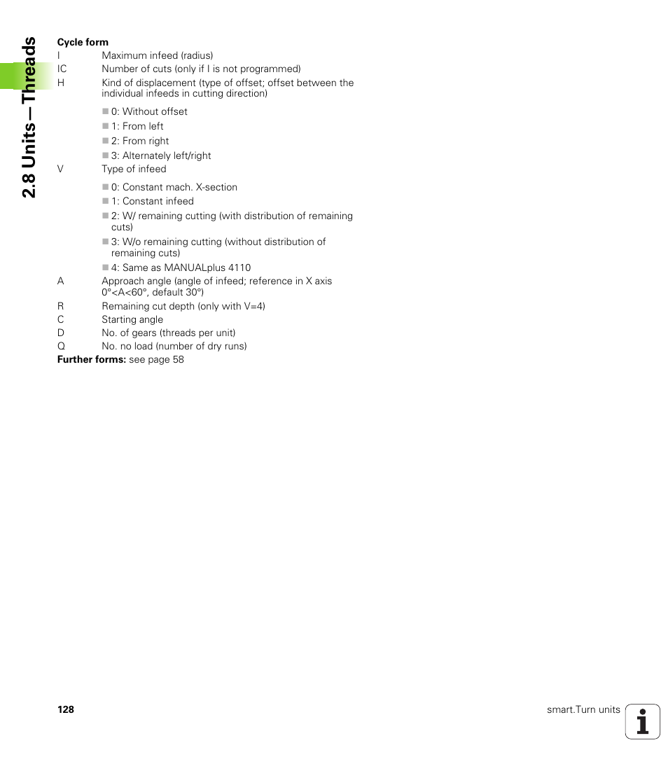 8 units—thr eads | HEIDENHAIN SW 548328-05 DIN Programming User Manual | Page 128 / 598