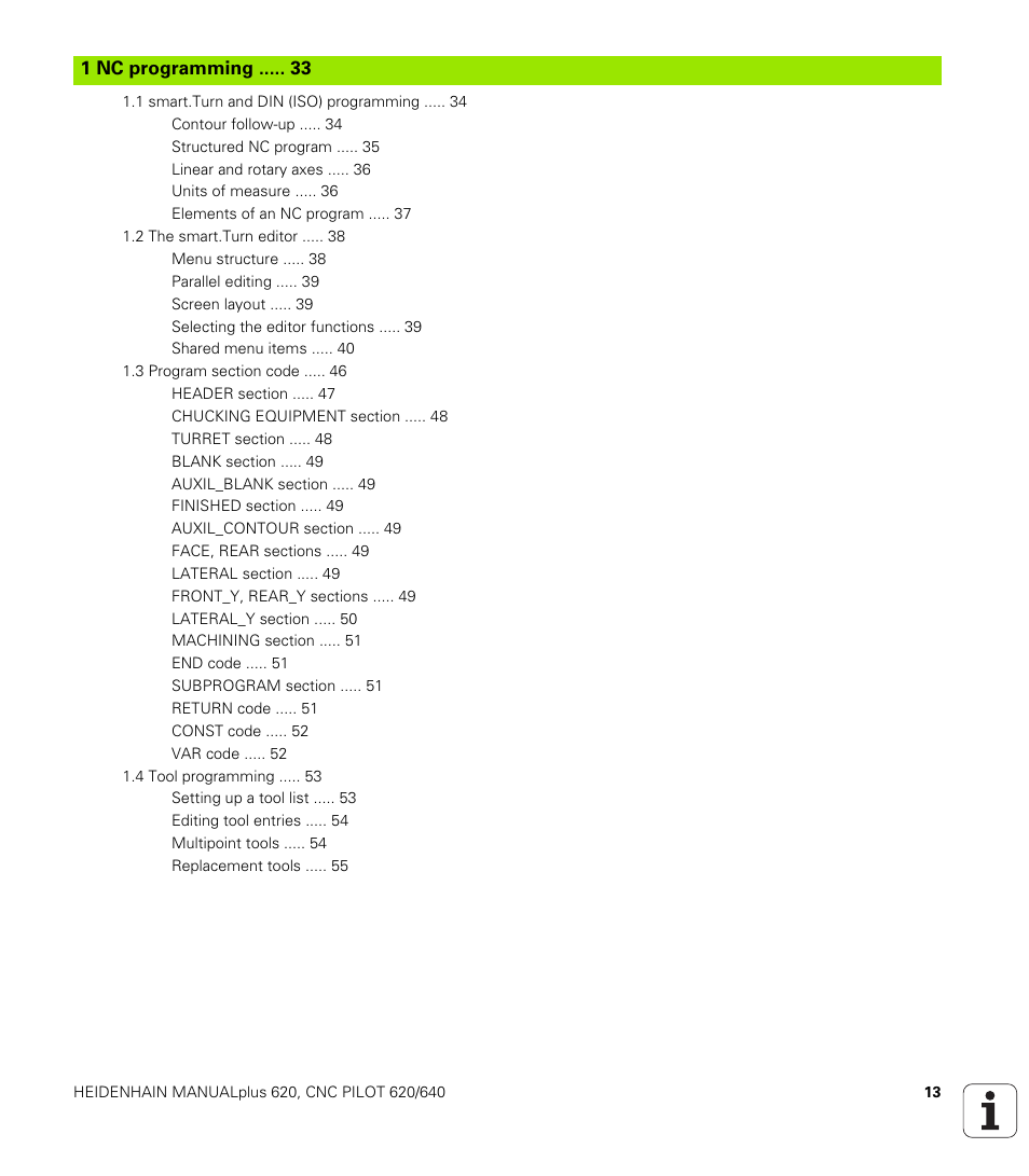 1 nc programming | HEIDENHAIN SW 548328-05 DIN Programming User Manual | Page 13 / 598